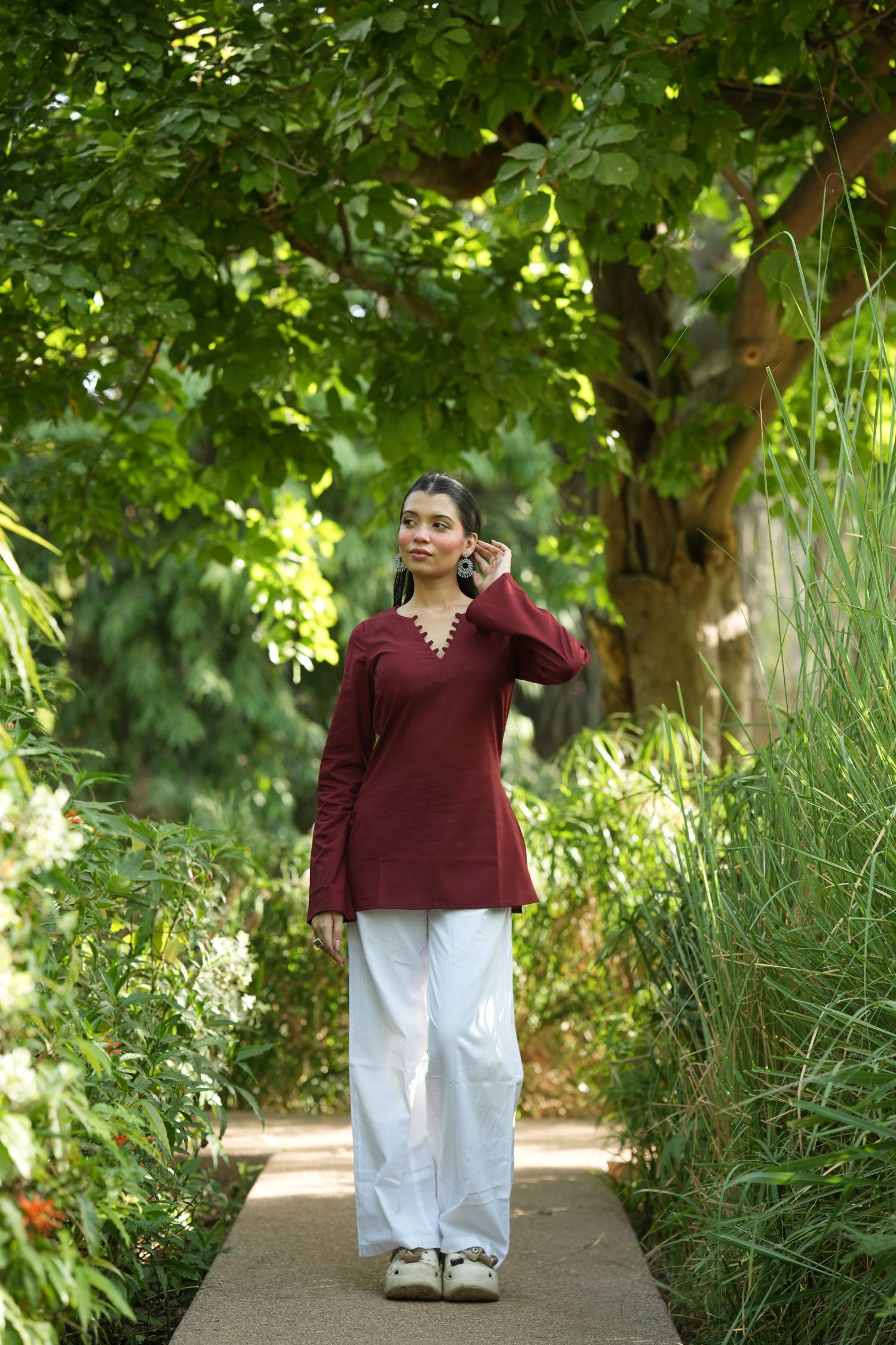 Maroon Solid Lupi Kurti