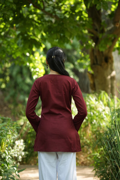 Maroon Solid Lupi Kurti
