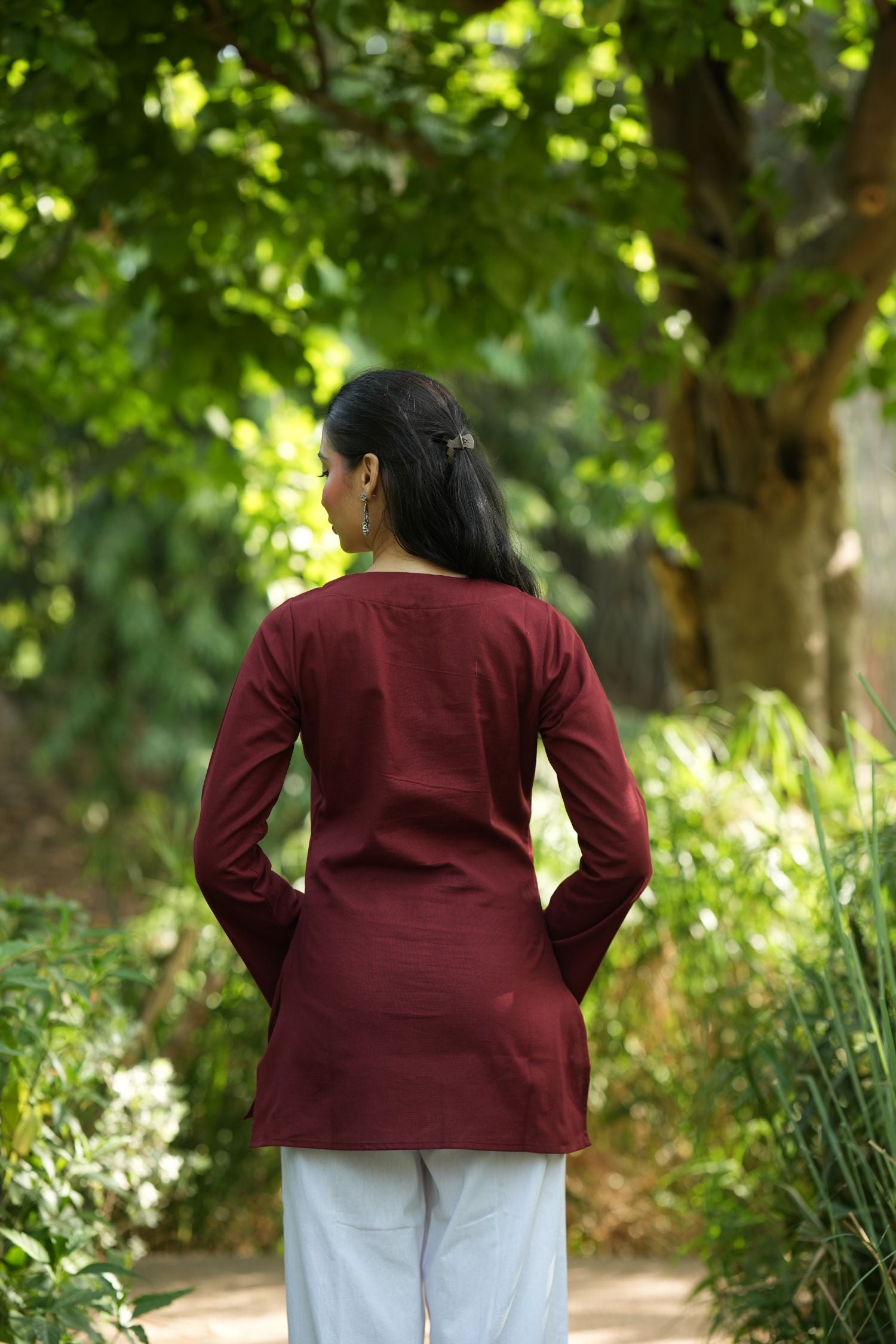 Maroon Solid Lupi Kurti