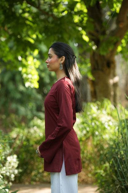 Maroon Solid Lupi Kurti