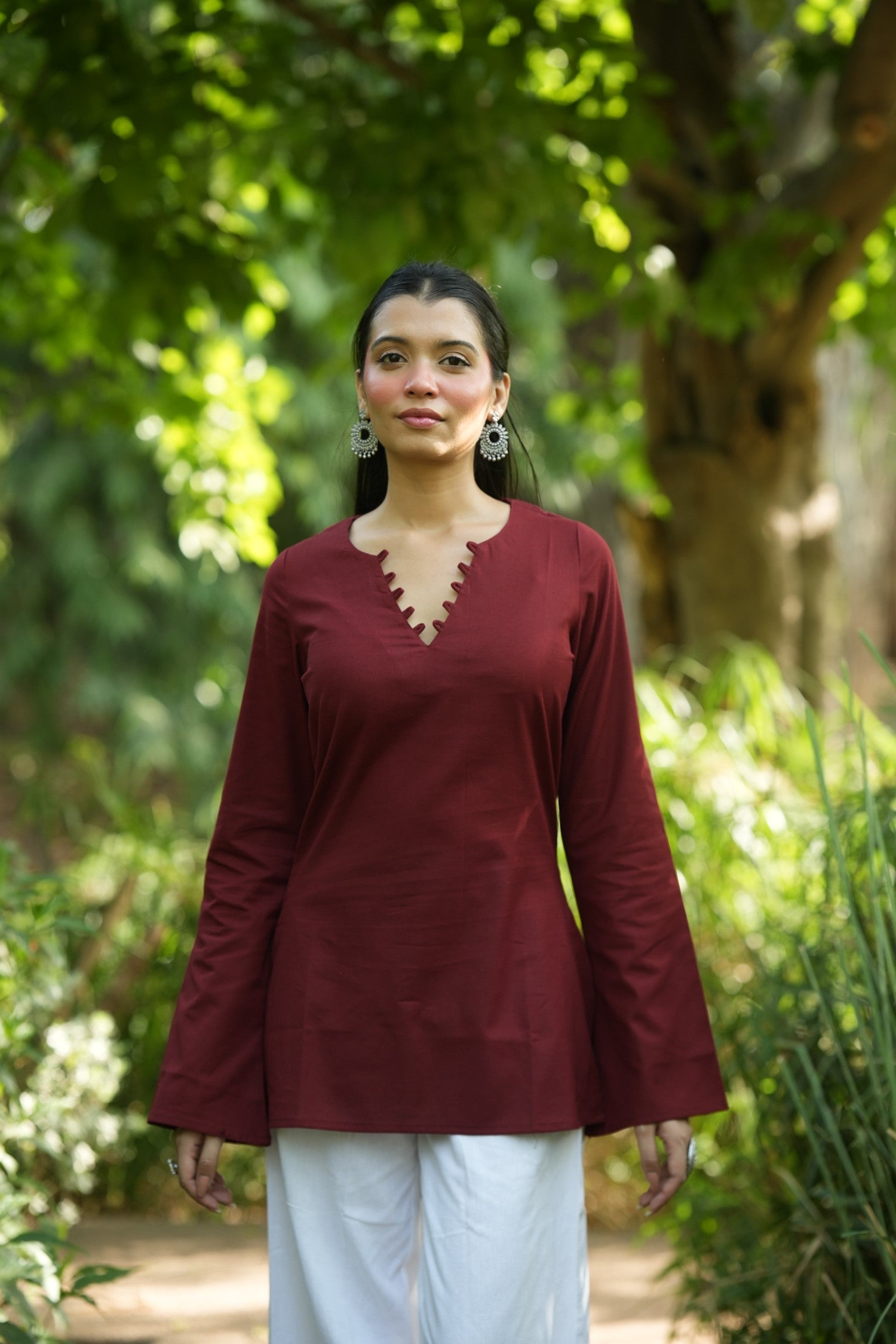 Maroon Solid Lupi Kurti