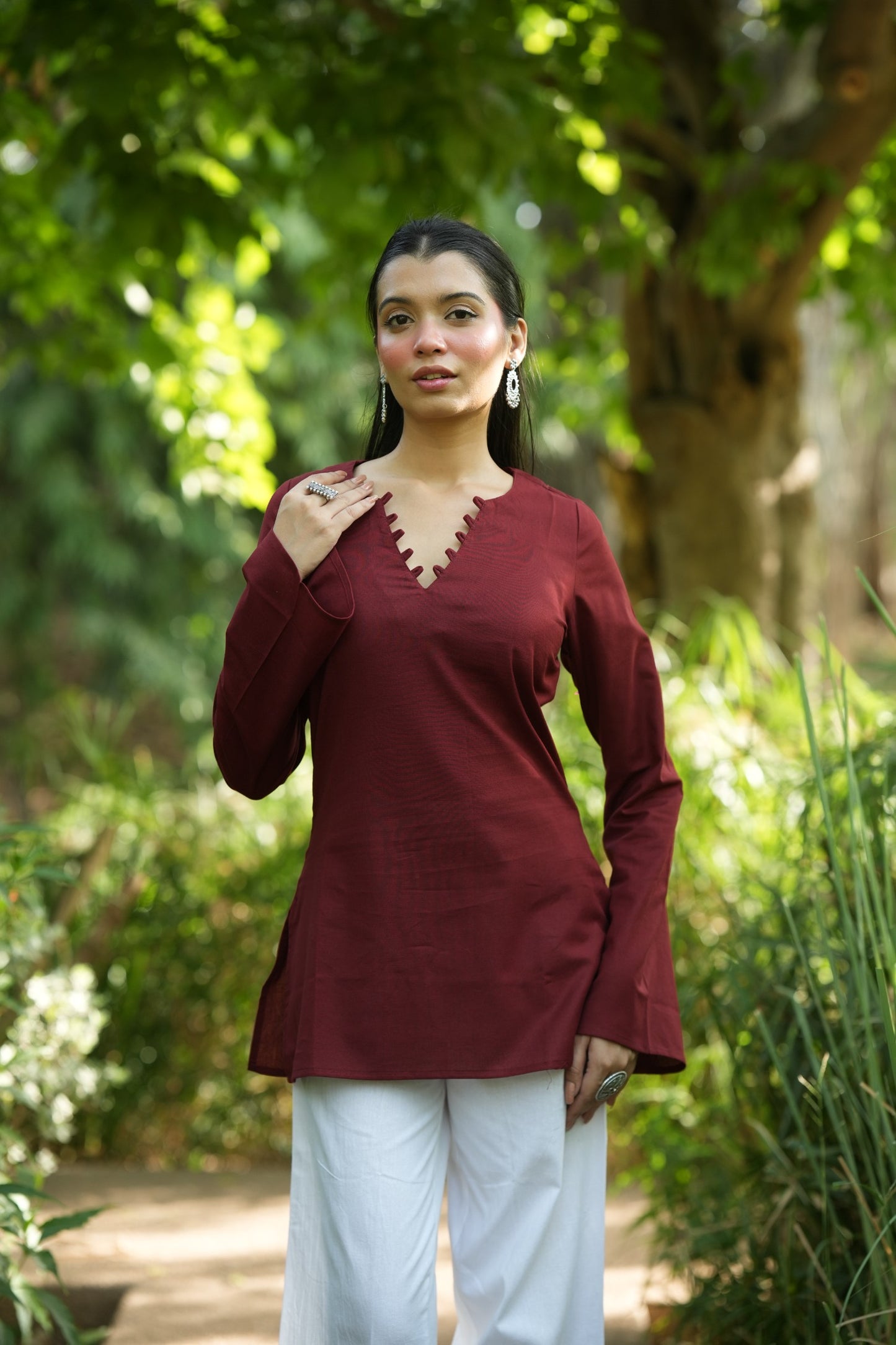 Maroon Solid Lupi Kurti