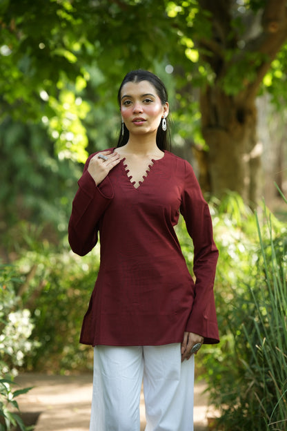 Maroon Solid Lupi Kurti