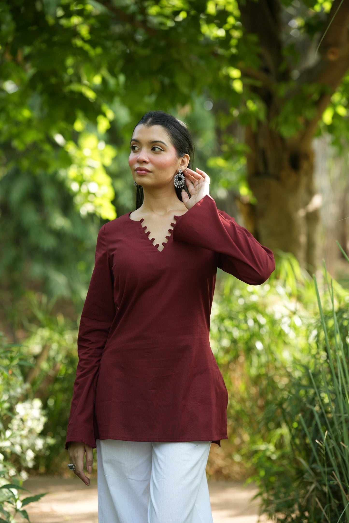 Maroon Solid Lupi Kurti