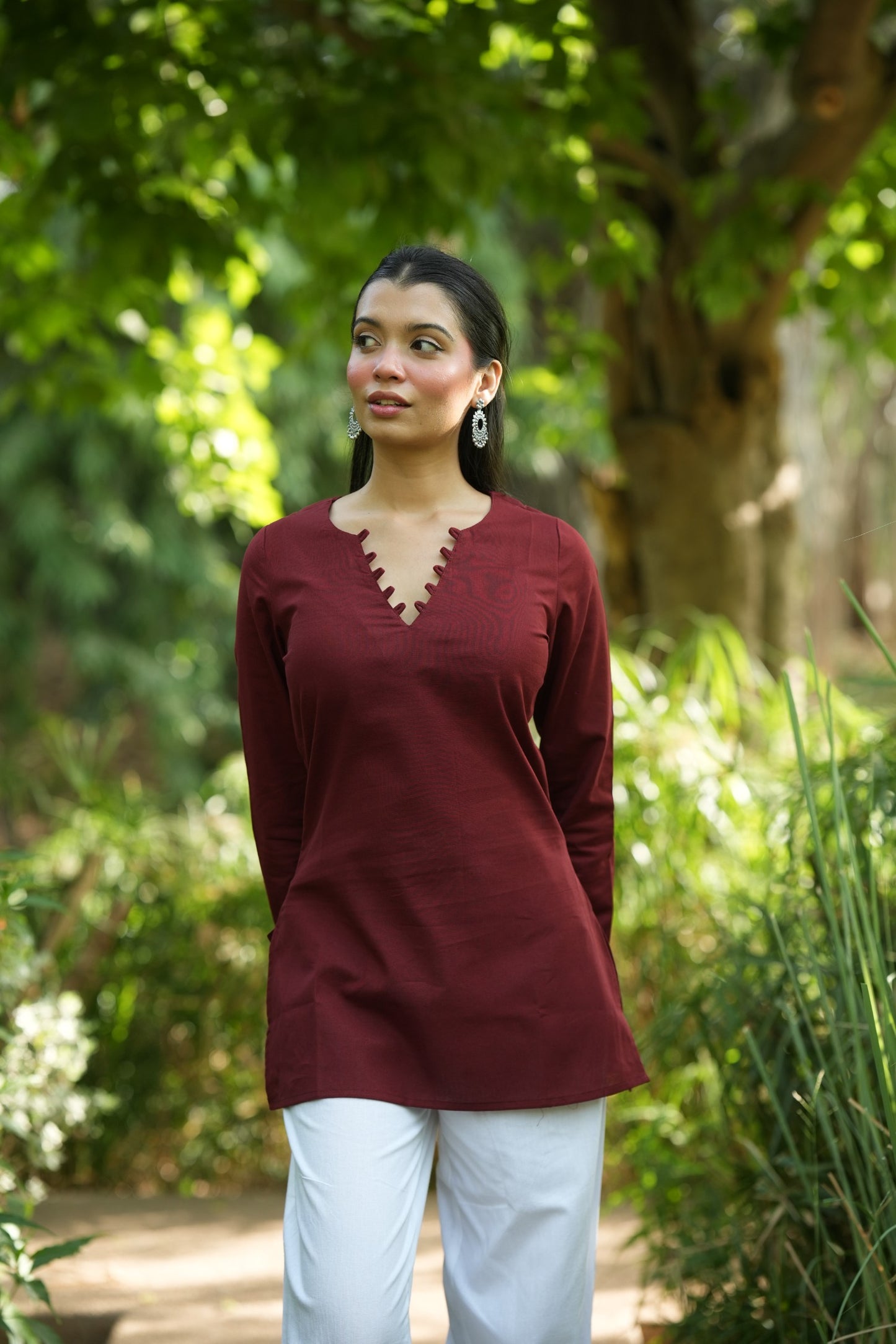 Maroon Solid Lupi Kurti