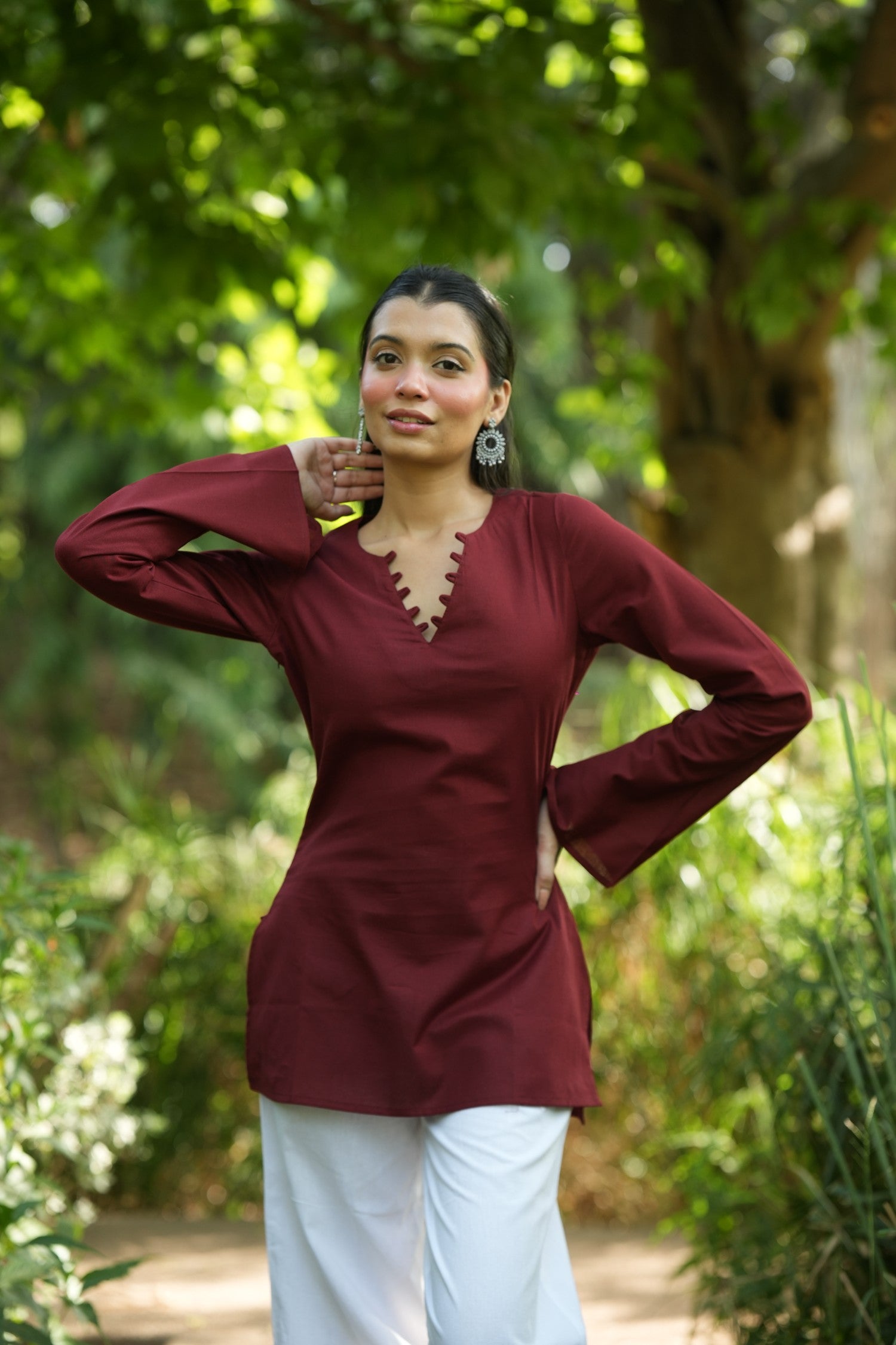 Maroon Solid Lupi Kurti
