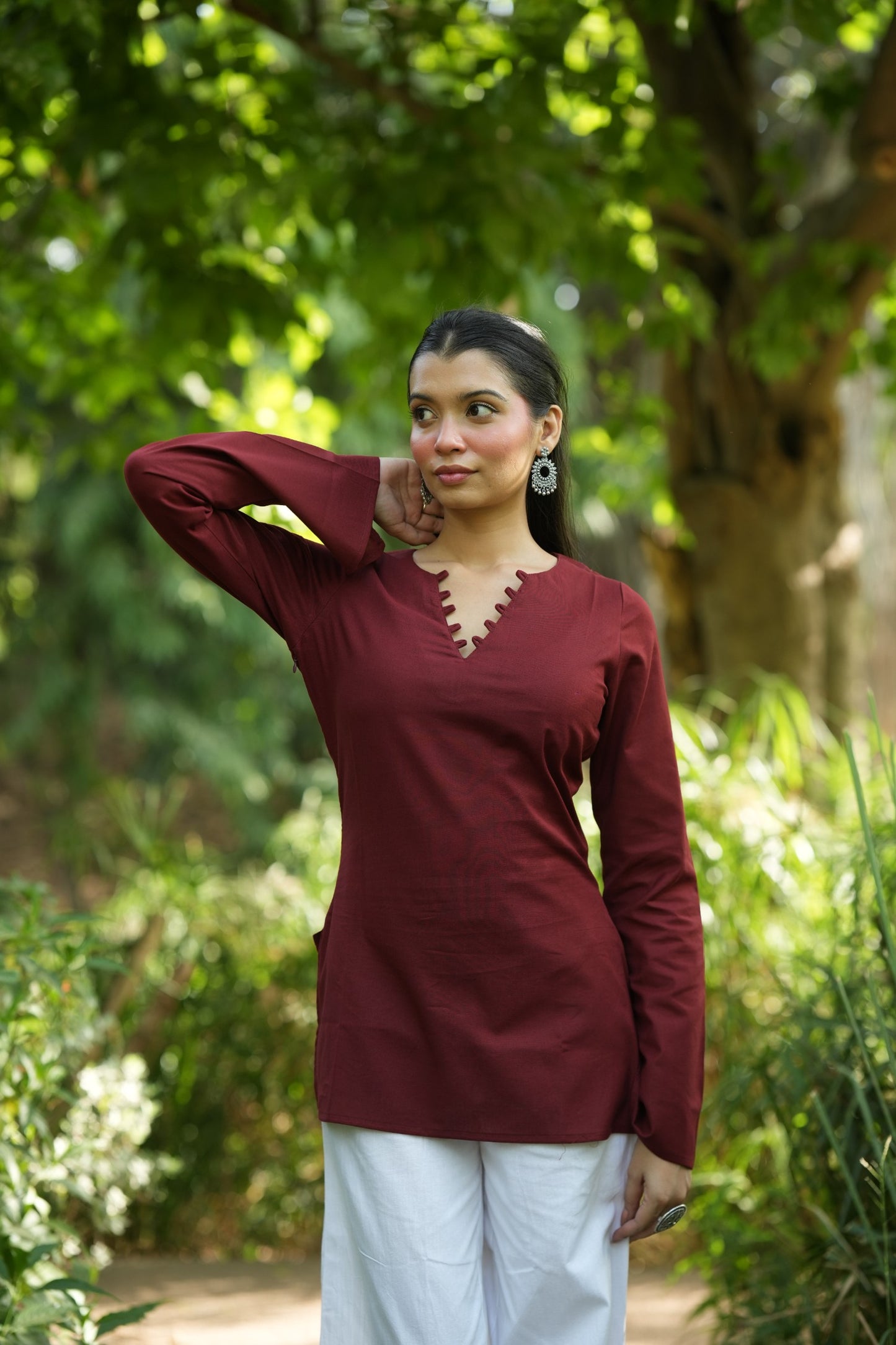 Maroon Solid Lupi Kurti