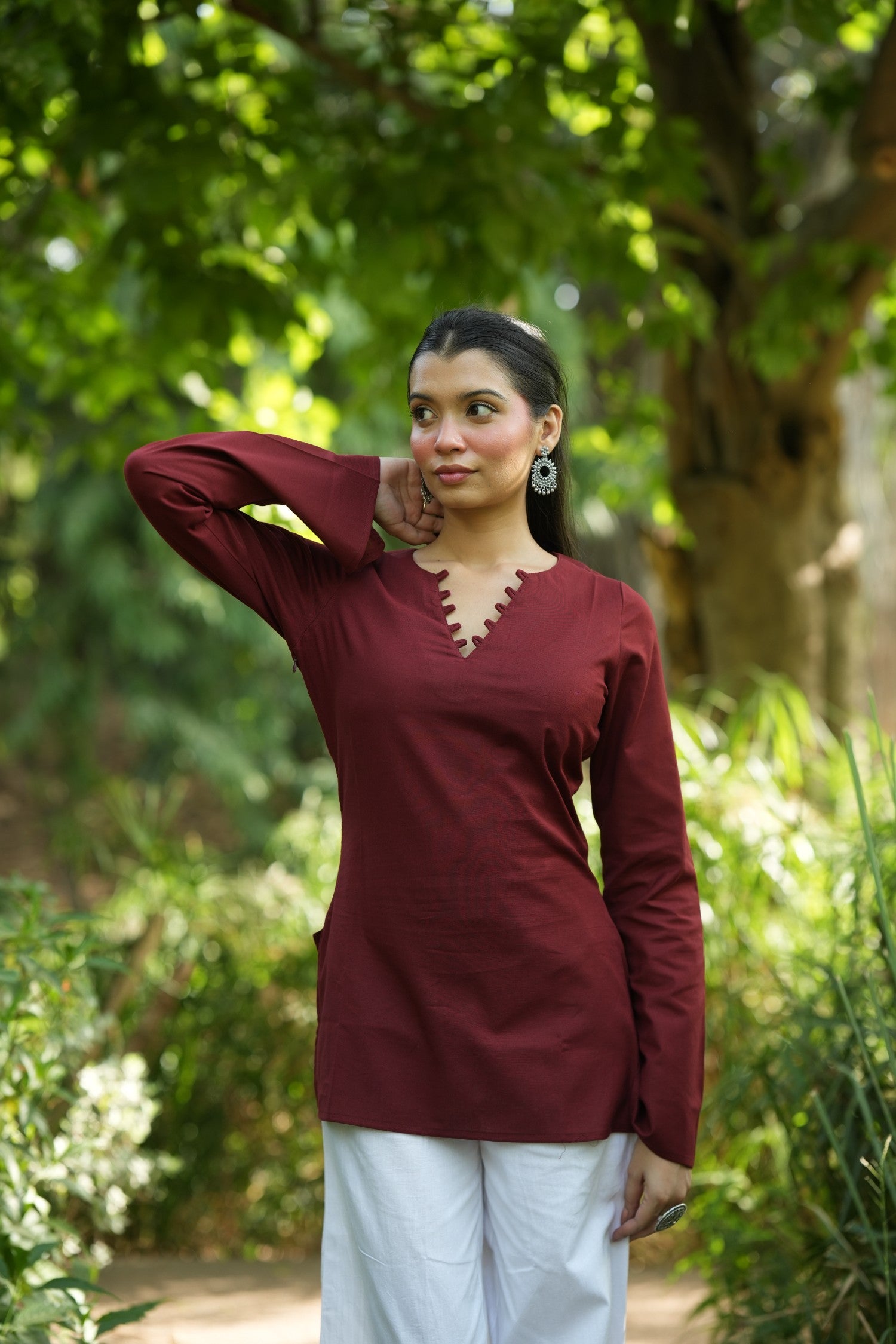 Maroon Solid Lupi Kurti