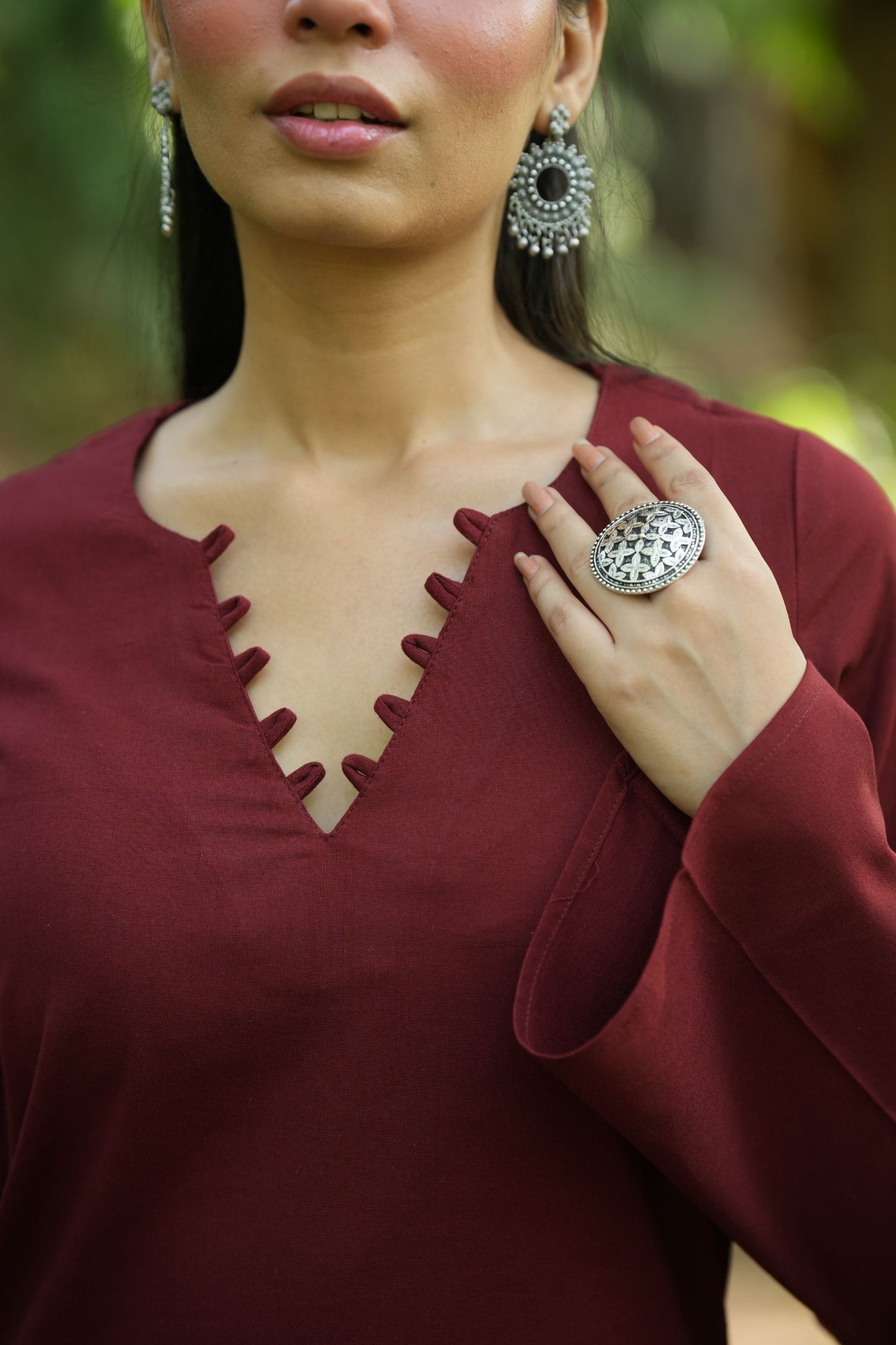 Maroon Solid Lupi Kurti