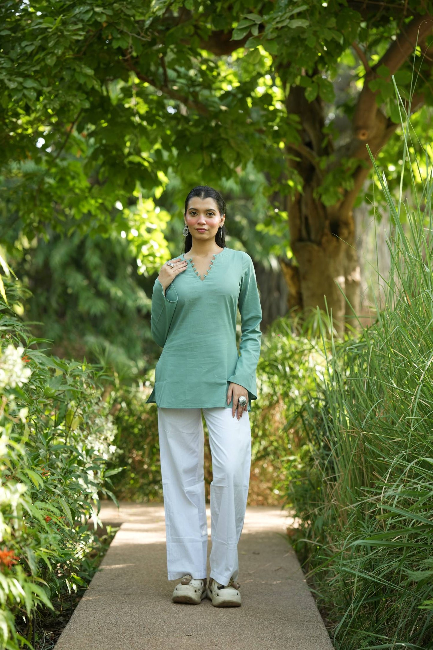 Green Solid Lupi Kurti