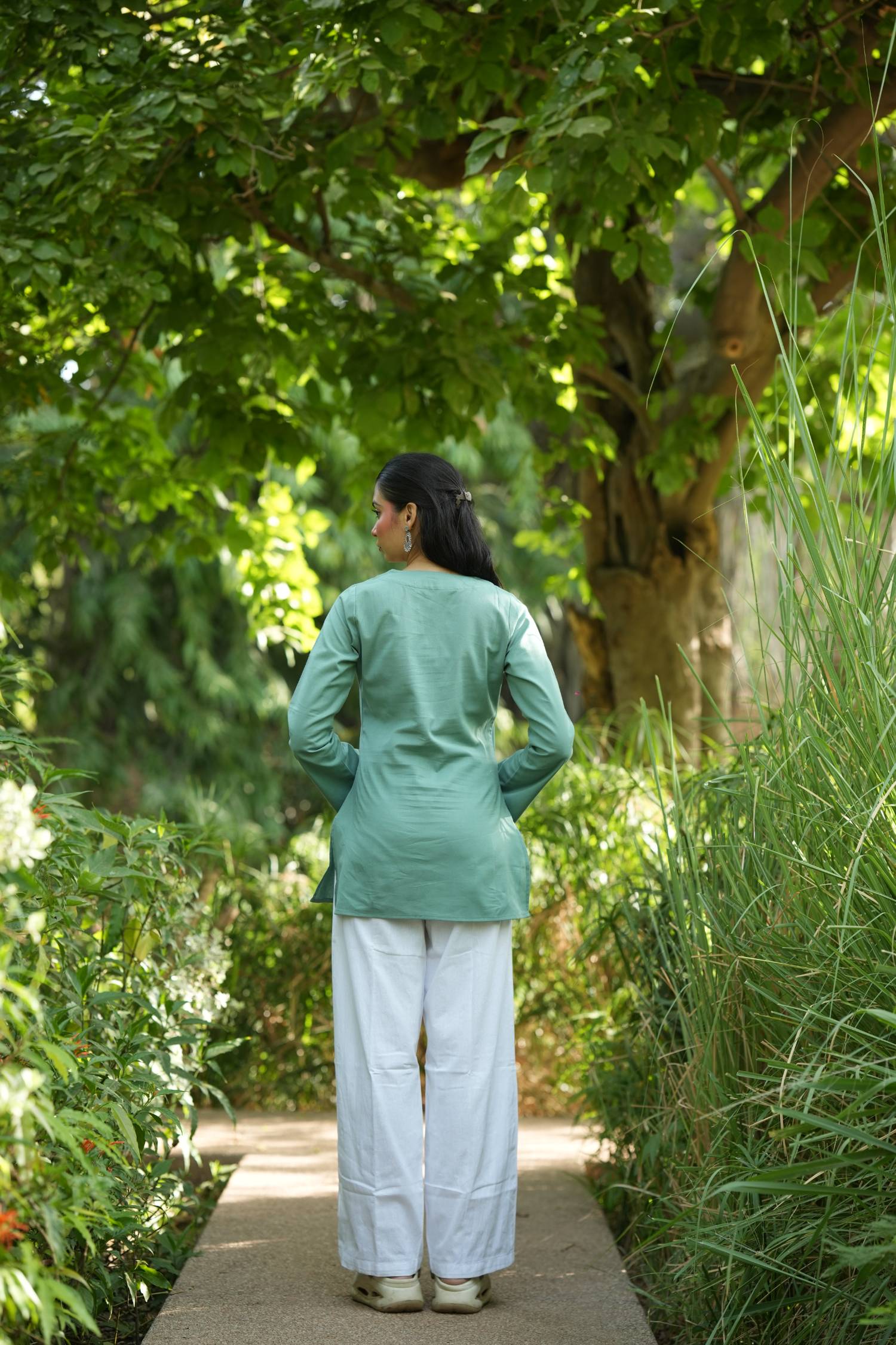 Green Solid Lupi Kurti