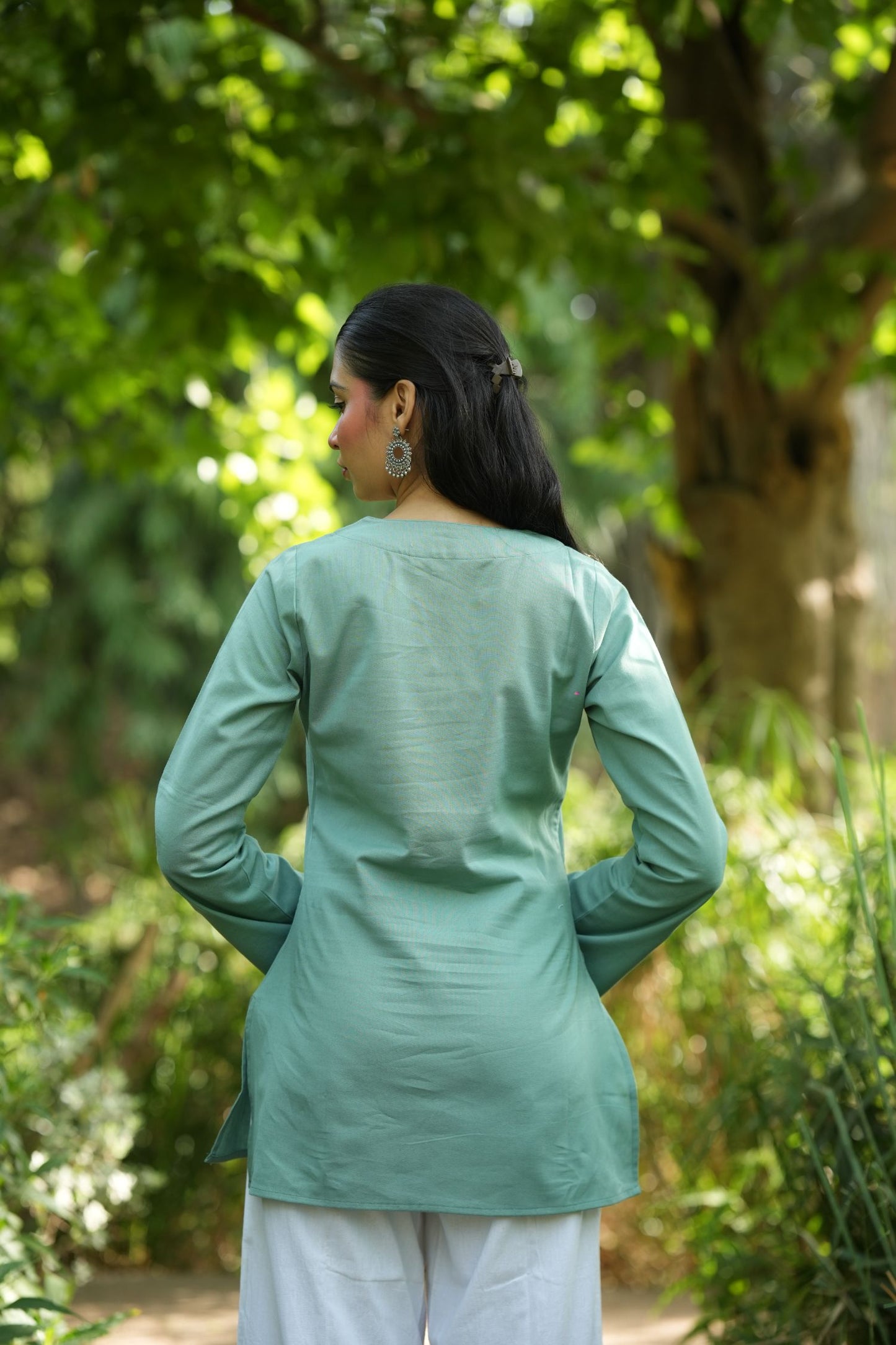 Green Solid Lupi Kurti