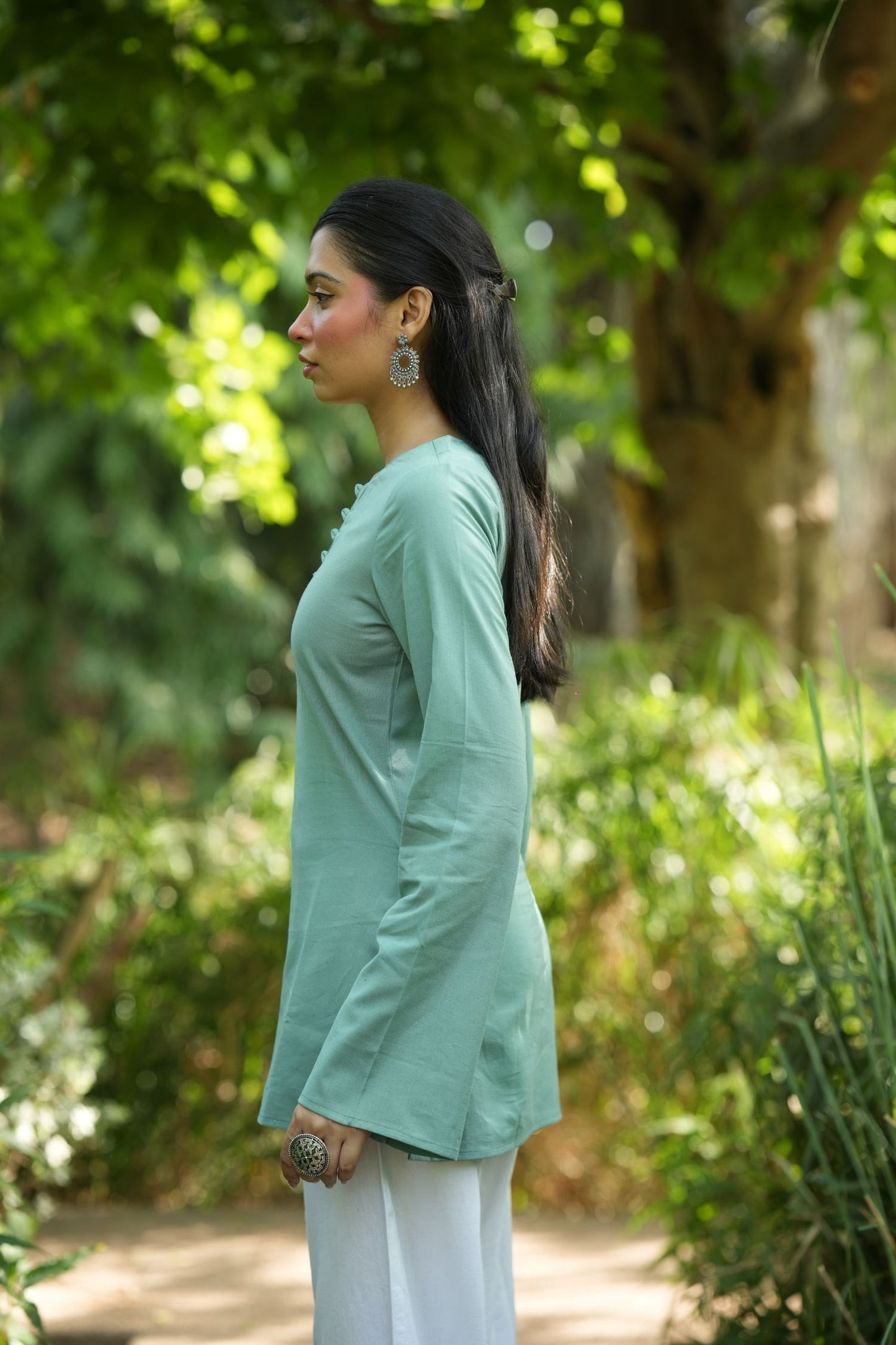 Green Solid Lupi Kurti