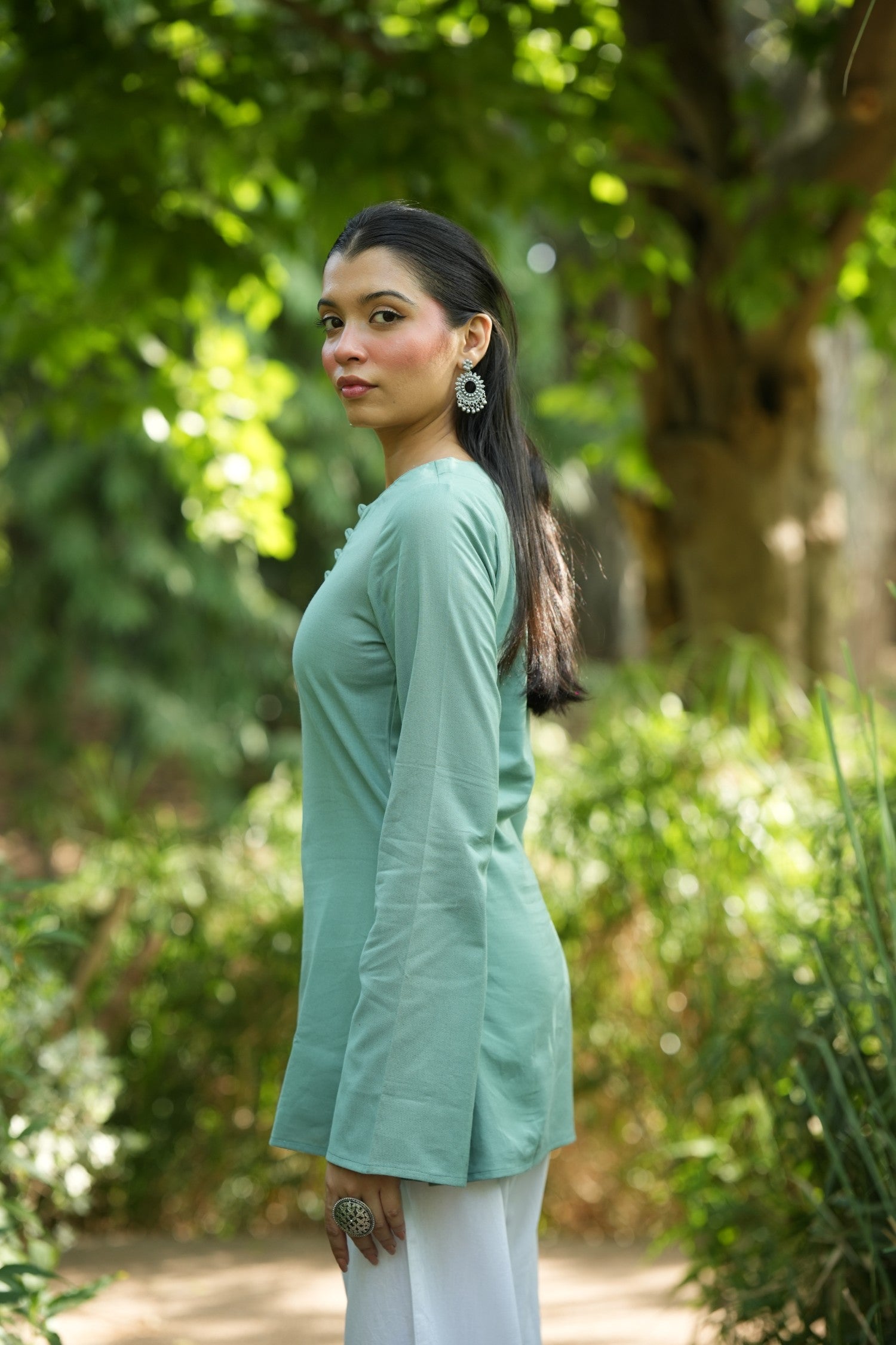 Green Solid Lupi Kurti