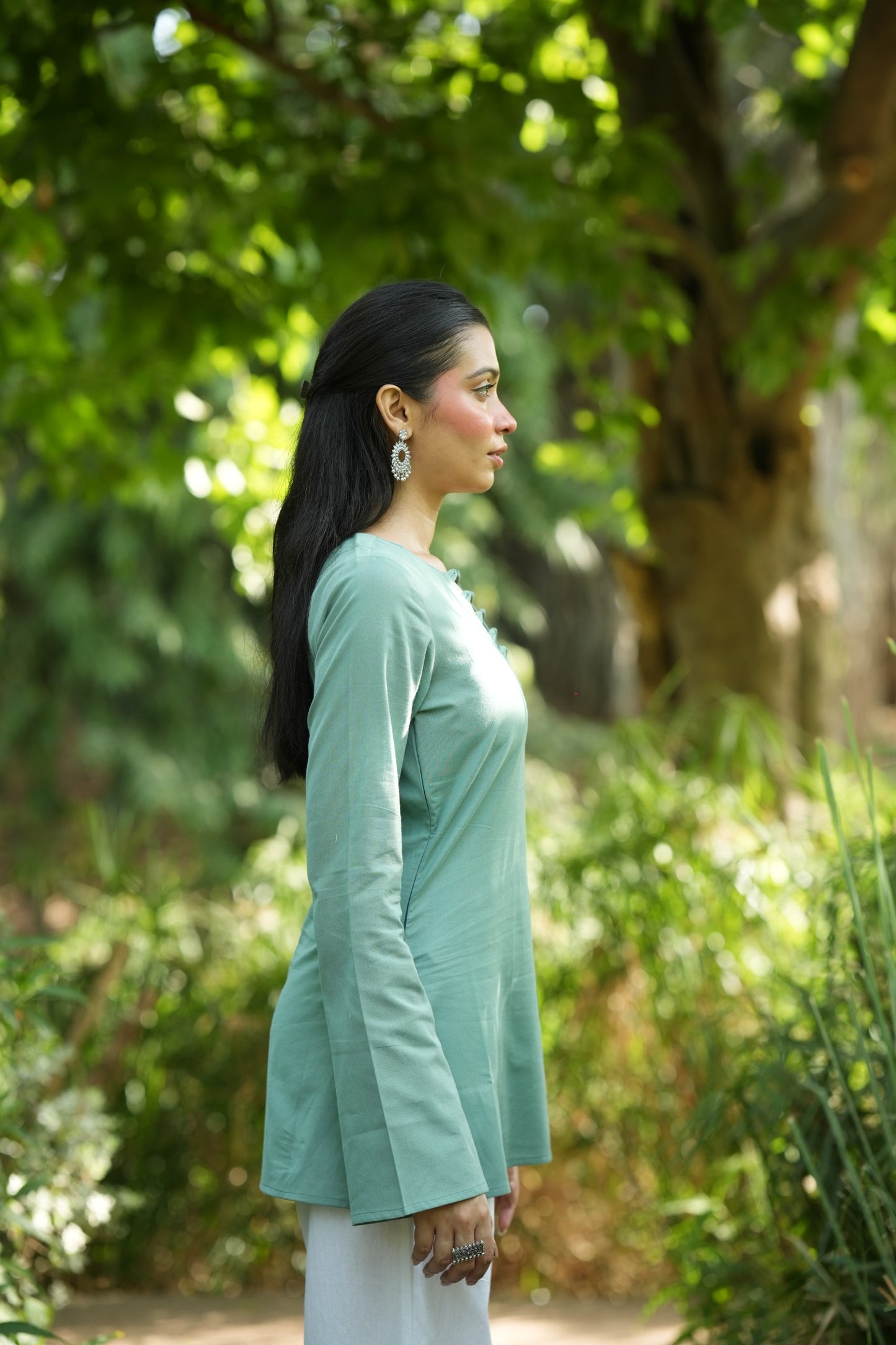 Green Solid Lupi Kurti