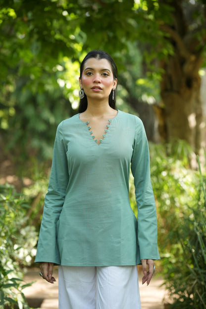 Green Solid Lupi Kurti