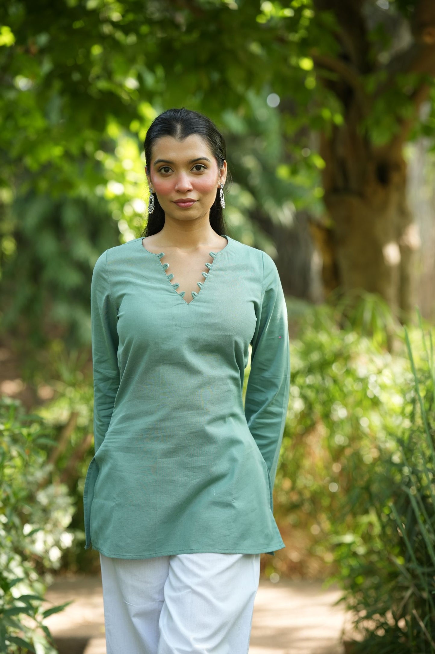 Green Solid Lupi Kurti