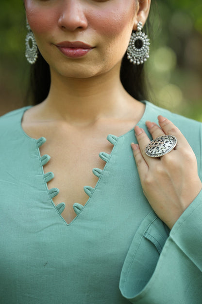 Green Solid Lupi Kurti