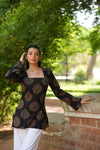 Black Tree Print Bell Sleeve Kurti