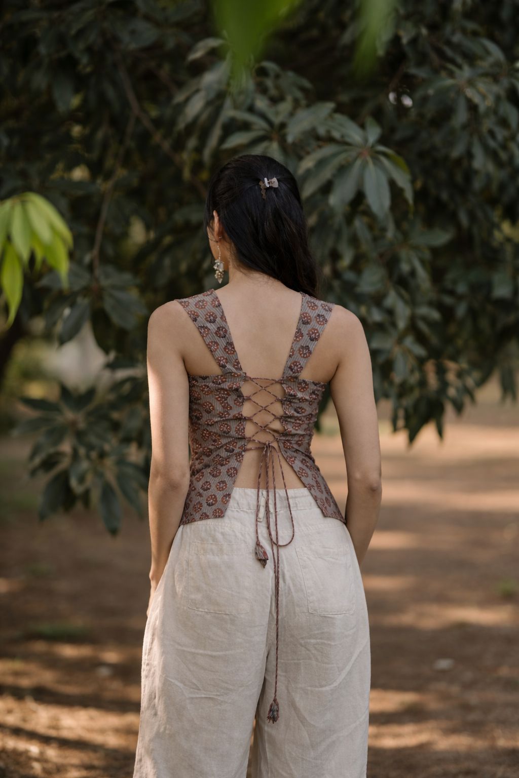 Mocha Brown Floral Corset Top